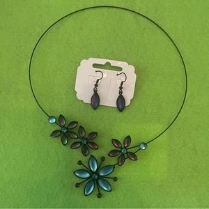 Czech glass choker necklace and earrings set